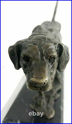 Signed Milo Bronze Foxhound Dog Sculpture Statue Hand Made Marble Base Figurine