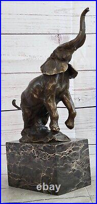 Signed Milo Bronze Statue Elephant Bookrest Brass Sculpture Figure