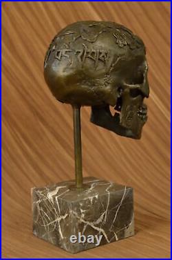 Signed Milo Bronze Statue Skull Skeleton thinker sculpture Made by Lost Wax LRG