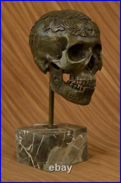 Signed Milo Bronze Statue Skull Skeleton thinker statue Made by Lost Wax Art