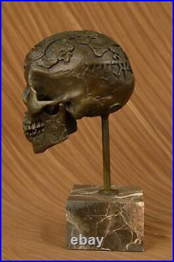 Signed Milo Bronze Statue Skull Skeleton thinker statue Made by Lost Wax Art