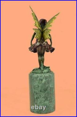 Signed Milo Butterfly Angel Bronze Sculpture Statue Hand Made Marble Decorative