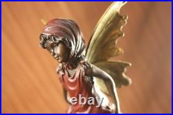 Signed Milo, Butterfly Angel Bronze Sculpture Statue Hand Made Marble Hot Cast