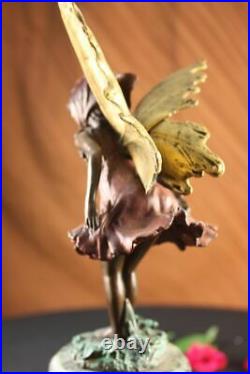 Signed Milo, Butterfly Angel Bronze Sculpture Statue Hand Made Marble Hot Cast
