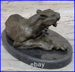 Signed Milo Jaguar Wildlife Animal on Marble Base Hand Made Bronze Statue Signed Milo Jaguar Wildlife Animal on Marble Base Hand Made Bronze Statue