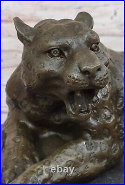 Signed Milo Jaguar Wildlife Animal on Marble Base Hand Made Bronze Statue Signed Milo Jaguar Wildlife Animal on Marble Base Hand Made Bronze Statue