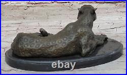 Signed Milo Jaguar Wildlife Animal on Marble Base Hand Made Bronze Statue Decor Signed Milo Jaguar Wildlife Animal on Marble Base Hand Made Bronze Statue Decor