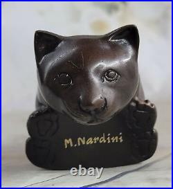 Signed Nardini Original Artwork Cat 100% Solid Brass Sculpture Statue