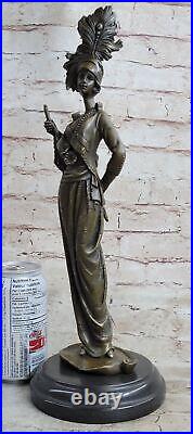 Signed Original Case 1920 Art Decor Style Women's Brass Sculpture Decor