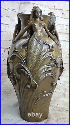 Signed Original MiloSexy Mermaids Bronze Vase Statue Made by Lost Wax