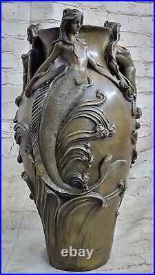 Signed Original MiloSexy Mermaids Bronze Vase Statue Made by Lost Wax