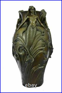 Signed Original MiloSexy Mermaids Bronze Vase Statue Made by Lost Wax Decor NR