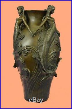 Signed Original MiloSexy Mermaids Bronze Vase Statue Made by Lost Wax Figure