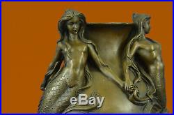 Signed Original MiloSexy Mermaids Bronze Vase Statue Made by Lost Wax Figurine