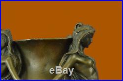 Signed Original MiloSexy Mermaids Bronze Vase Statue Made by Lost Wax Figurine