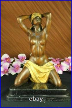 Signed Preiss Art Nouveau Deco Gilt Hand Made Bronze Sculpture Statue Figure Art