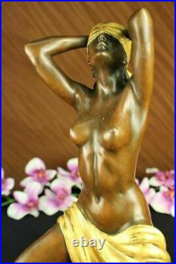 Signed Preiss Art Nouveau Deco Gilt Hand Made Bronze Sculpture Statue Figure NR