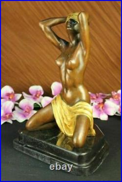 Signed Preiss Art Nouveau Deco Gilt Hand Made Bronze Sculpture Statue Figure NR