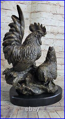 Signed Real Bronze Chicken Hen Rooster Bird Statue Sculpture Art Hand Made Deal