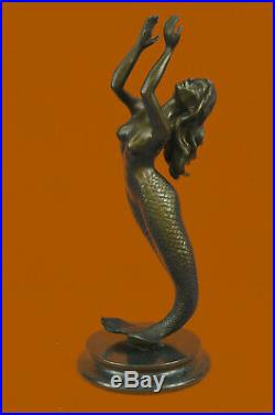 Signed Roche Mermaid Statue Figurine Bronze Sculpture Figure Hand Made Figurine