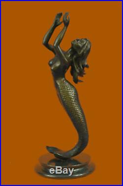 Signed Roche Mermaid Statue Figurine Bronze Sculpture Figure Hand Made Figurine