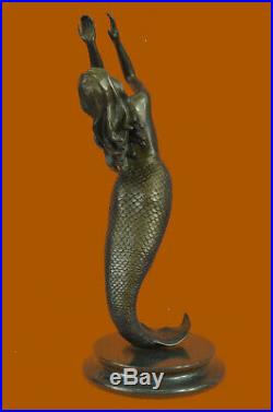 Signed Roche Mermaid Statue Figurine Bronze Sculpture Figure Hand Made Sculpture