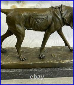 Signed Solid Bronze Foxhound Dog Sculpture Statue Hand Made Marble Base Artwork