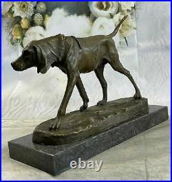 Signed Solid Bronze Foxhound Dog Sculpture Statue Hand Made Marble Base Deal