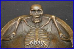 Skeleton Skull Office Bar Decor Bronze Ashtray Hot Cast Sculpture Statue Artwork