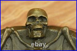 Skeleton Skull Office Bar Decor Bronze Ashtray Hot Cast Sculpture Statue Artwork