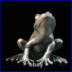 Small Frog Alert Solid Bronze Foundry Cast Sculpture Keith Sherwin 918