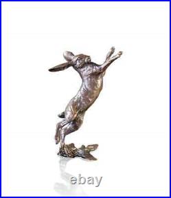 Small Hare Boxing Solid Bronze Foundry Cast Sculpture by Michael Simpson (1118)