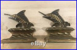 Solid Bronze MARLIN Bookends Designed and made byC. F. STANCLIFF Statue RARE