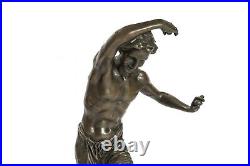 Statue IN Bronze Base Marble Black Figure of A Dancing Fauna Historical