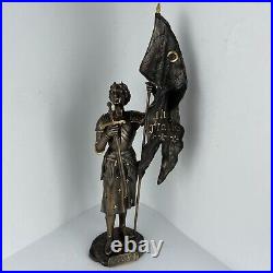 Statue Polystone Bronze Joan of Arc Figure Deco Artwork Superb Solid Italy Made