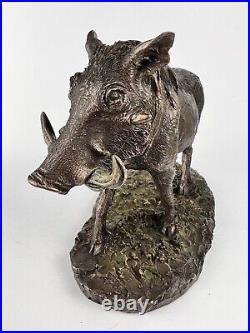 Statue Wild Boar Figure Polystone Bronze Home Decor Made in Italy 20 cm