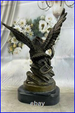 Superb Hand Made Owl, Bronze Statue Milo Marble Base Sculpture Hotcast Artwork