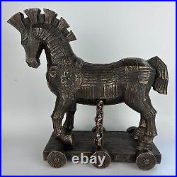 Trojan Horse Huge Statue Figure Polystone Bronze Home Decor Made in Italy 26 cm