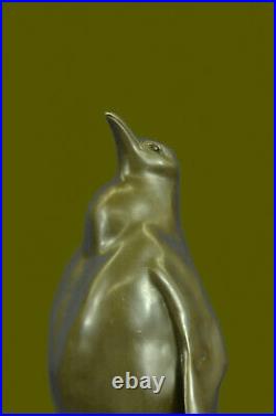 Two Penguins Hand Made by Lost Wax Method Bronze Sculpture Statue Figurine Decor