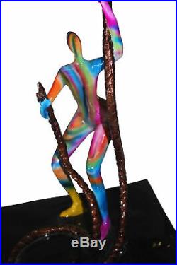 Two boys made of Bronze climbing on rope Size 14L x 14W x 39H