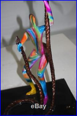 Two boys made of Bronze climbing on rope Size 14L x 14W x 39H