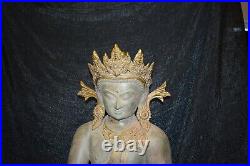 Very Large Crown Buddha Tibet, Bronze Part Gold Plated and Silver Plated, 56cm