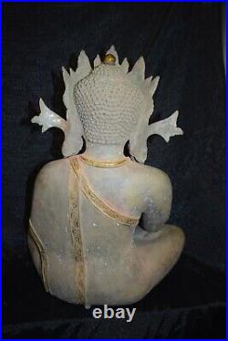 Very Large Crown Buddha Tibet, Bronze Part Gold Plated and Silver Plated, 56cm