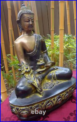 Very noble Tibetan healing medicine Buddha bronze statue from Nepal, 2.8kg, 24cm