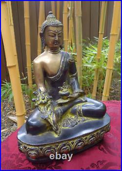 Very noble Tibetan healing medicine Buddha bronze statue from Nepal, 2.8kg, 24cm