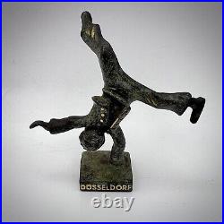 Vintage 1950s Bronze Brass Tumbler Figure Statue Hand Carved Made In Germany Vintage 1950s Bronze Brass Tumbler Figure Statue Hand Carved Made In Germany