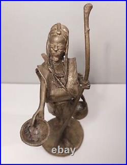 Vintage African Art Hand Made bronze Statue Of A Nomad Man Traditional Custom