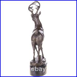 Vintage Antique Signed Made of Bronze Deer Statue Mounted on Black Marble Base Vintage Antique Signed Made of Bronze Deer Statue Mounted on Black Marble Base