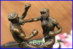 Vintage Boxer In Classic Pose Figural Statue Bronze Made in Europe Sculpture Art