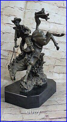 Vintage, Bronco Buster Bronze Western Cowboy Sculpture by Remington Hand Made